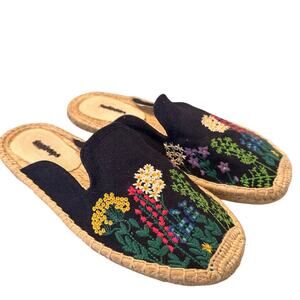 Soludos Dali Mule Embroidered Wildflowers Slip-on Espadrille Flats 6.5